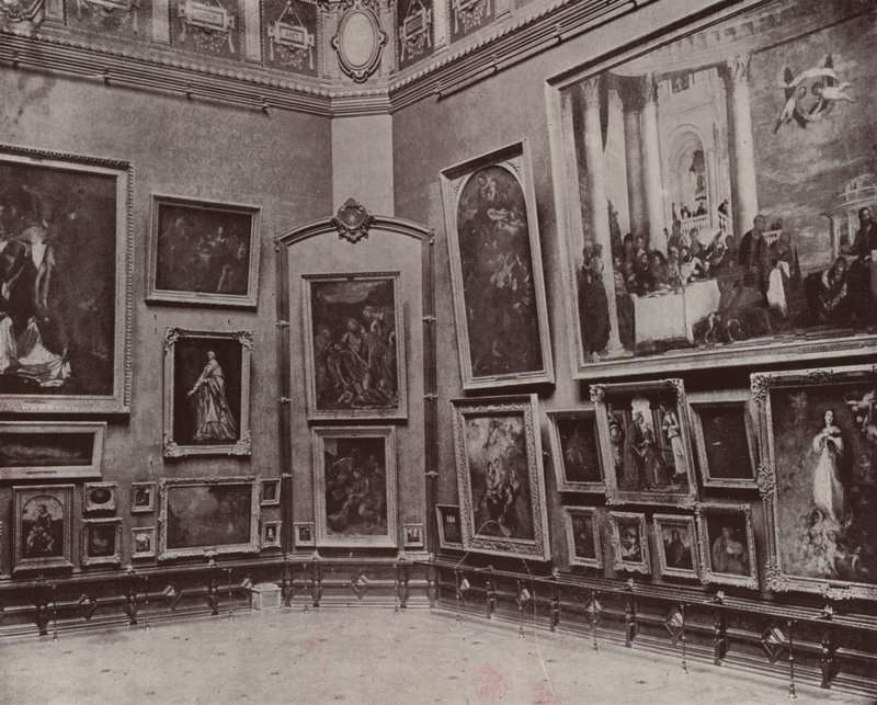 Paris: Salon Carre i Louvre (s/hvitt-bilde) av French Photographer