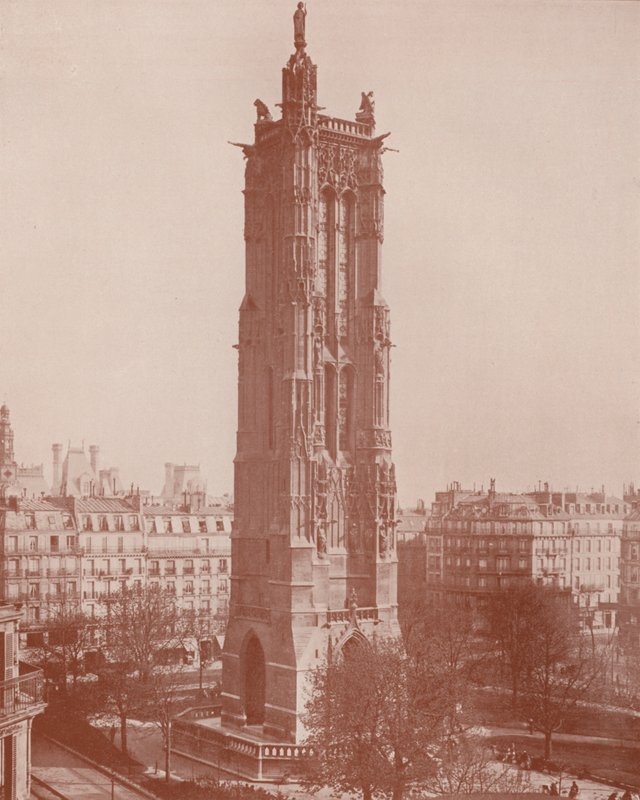 Paris: The Tour Saint Jacques, St James (s/hvitt-bilde) av French Photographer