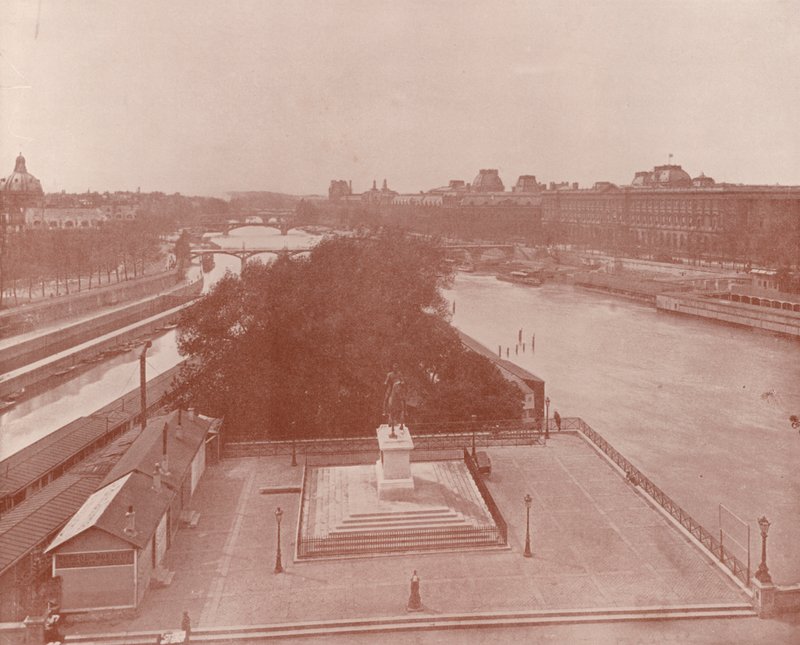 Paris: Utsikt vestover fra Pont Neuf (s/hvitt bilde) av French Photographer