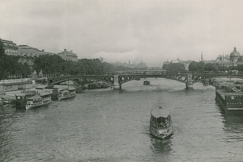 Perspektiv på Seinen, Pont des Saints-Peres, Seinen og Saints-Peres-broen (fotogravyr) av French Photographer