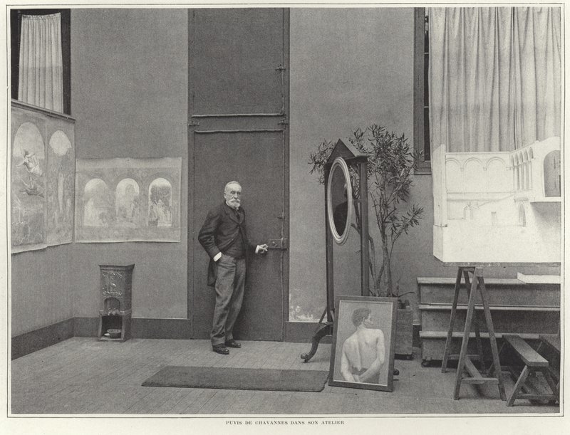 Pierre Puvis de Chavannes i verkstedet sitt av French Photographer