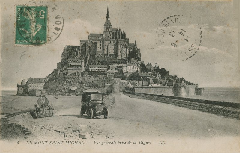 Postkort av Mont Saint-Michel, Normandie, sendt i 1913 av French Photographer