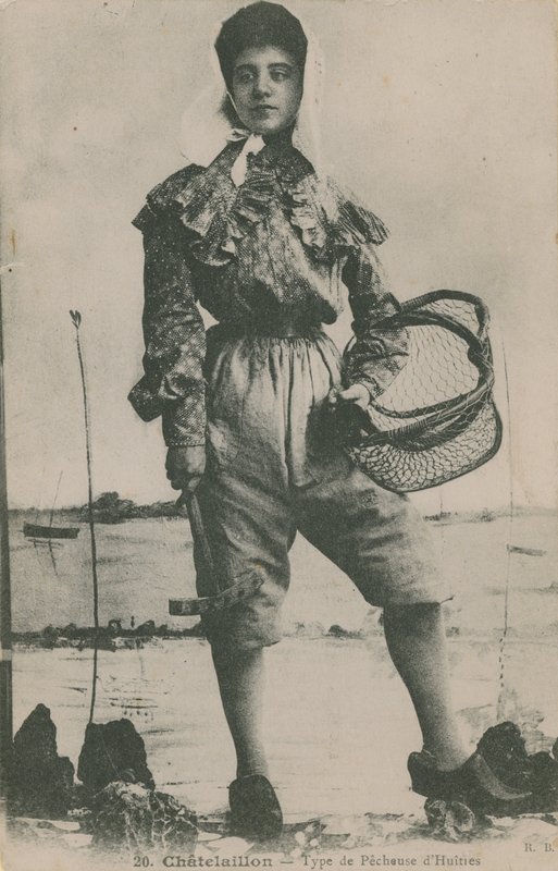 Postkort av en østersfisker, sendt i 1913 av French Photographer