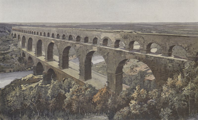 Remoulins, Roman Aqueduct Bridge, over Gardon av French Photographer