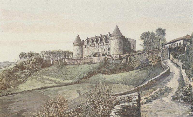 Rochechouart, Chateau, generell utsikt, tatt fra S E av French Photographer
