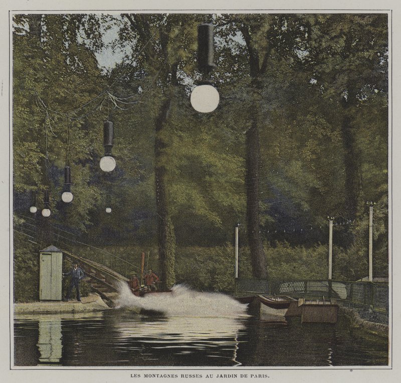 Berg-og-dal-bane på Jardin de Paris (fargebilde) av French Photographer