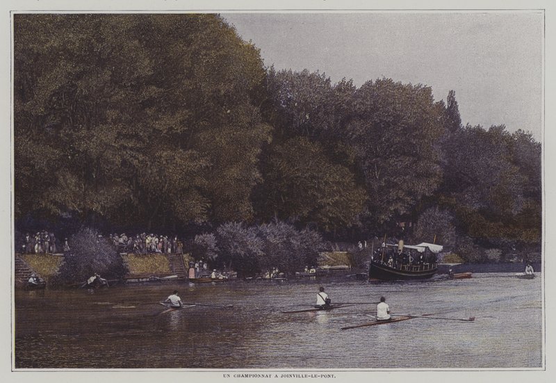 Roningsmesterskap på elven Marne ved Joinville-le-Pont, Frankrike (fargebilde) av French Photographer