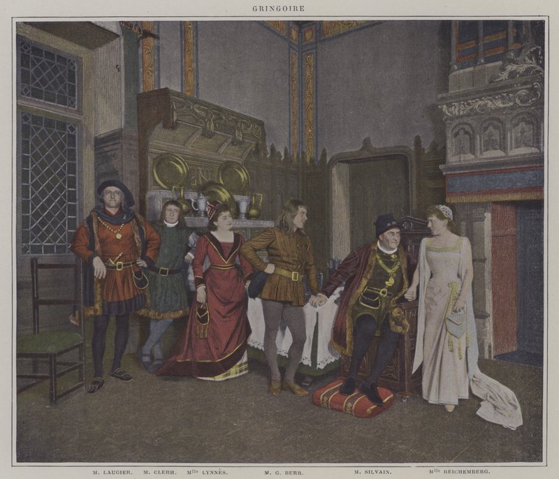 Scene fra en produksjon av Gringoire, av Theodore de Banville (fargefoto) av French Photographer