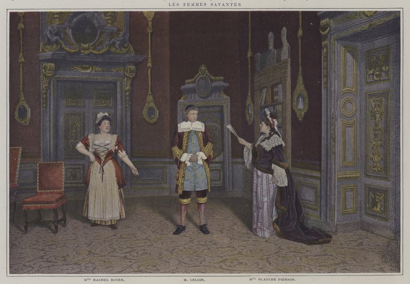 Scene fra en produksjon av Les Femmes Savantes, av Moliere (fargefoto) av French Photographer