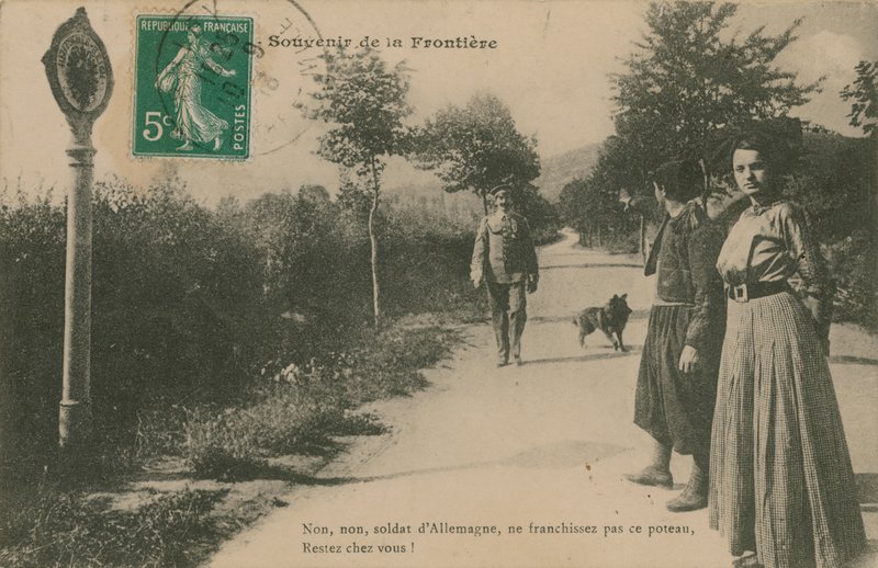 Suvenir fra den fransk-tyske grensen. Postkort sendt i 1913. av French Photographer