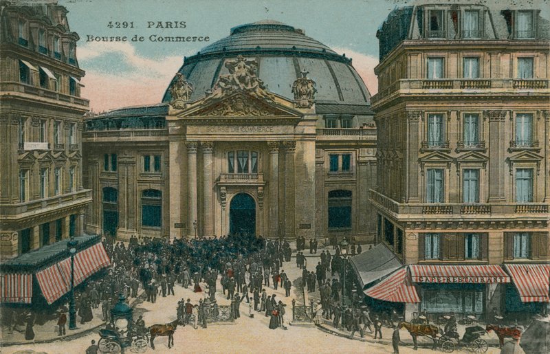 Børs i Paris, Frankrike. Postkort sendt i 1913. av French Photographer