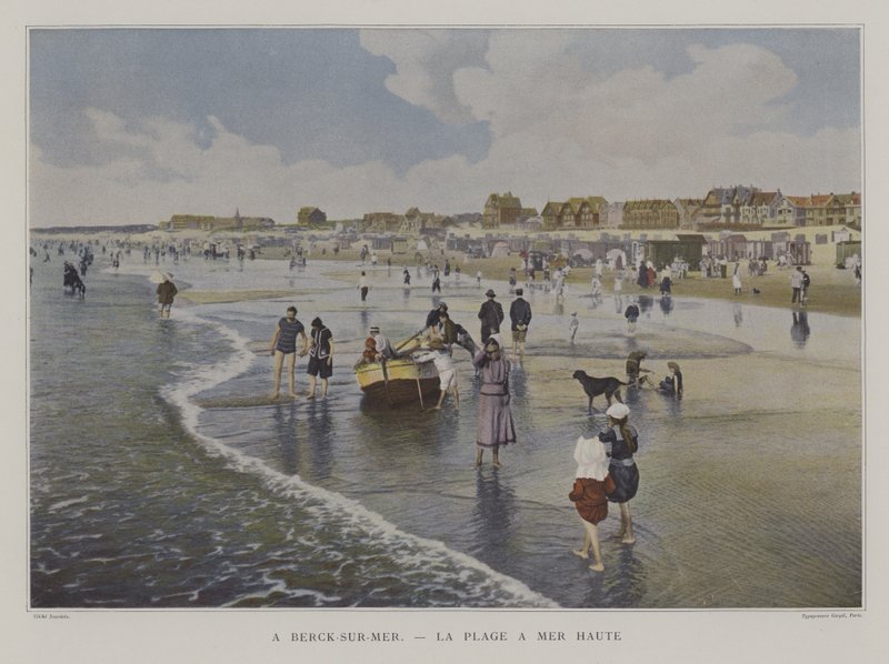 Stranden ved høyvann, Berck-sur-Mer, Frankrike (fargebilde) av French Photographer