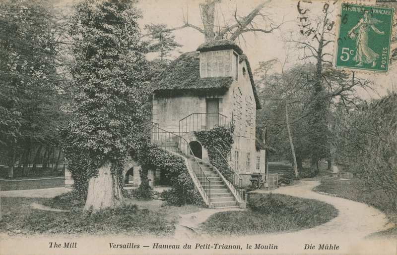 Bruket ved Hameau de la reine, et rustikk tilfluktssted bygget for Marie Antoinette i parken Chateau de Versailles nær Petit Trianon. Postkort sendt i 1913. av French Photographer