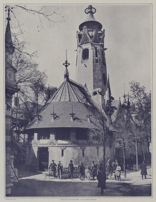 Paviljongen i Finland på Exposition Universelle 1900, Paris (s/hv-bilde) av French Photographer