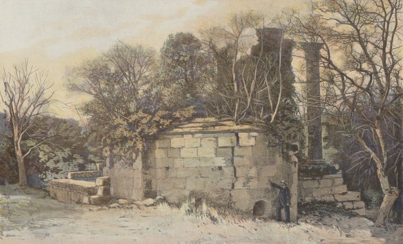 Vernegues, ruinene av Saint-Cesaire-kapellet og Maison-Basse-tempelet av French Photographer