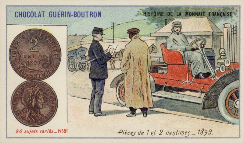 1 og 2 centimes stykker av French School