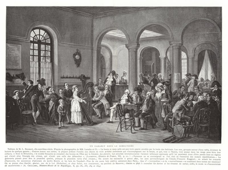 En kabaret under katalogen, den franske revolusjonen, 1795-1799 av French School