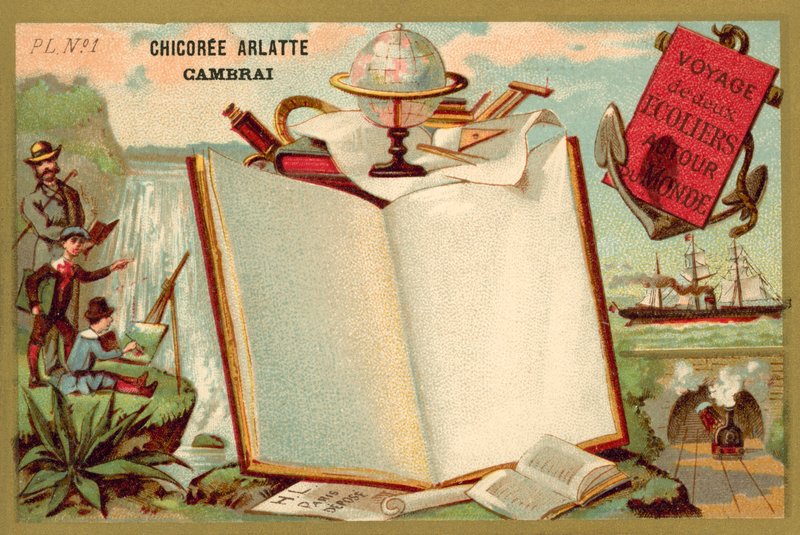 En reise rundt om i verden av to skolegutter (chromolitho) av French School