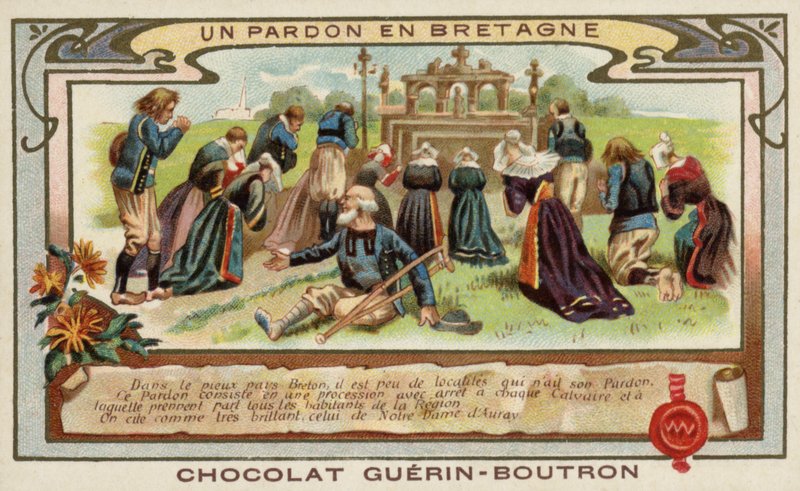 En benådning i Bretagne (chromolitho) av French School