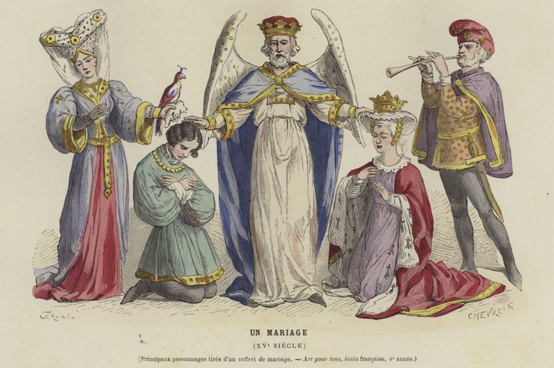 Et bryllup, 1400-tallet av French School