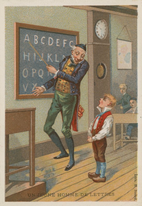 En ung mann med bokstaver av French School
