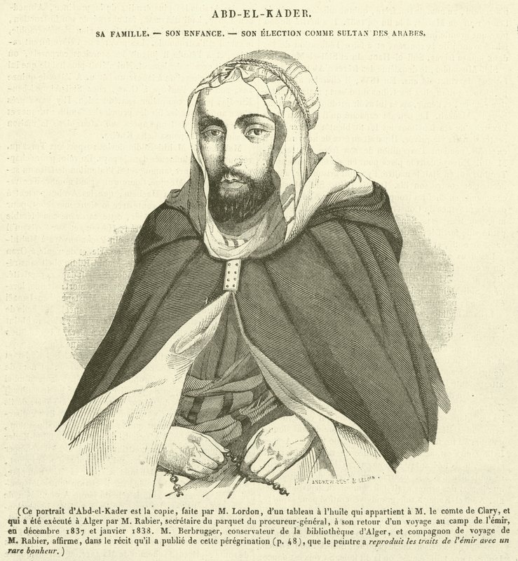 Abd-el-Kader, hans familie, hans barndom, hans valg som sultan av araberne (gravering) av French School