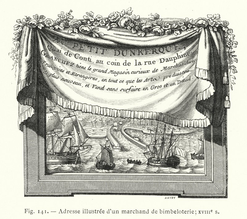 Illustrert adresse til en smykkehandler; 1700-tallet (gravering) av French School