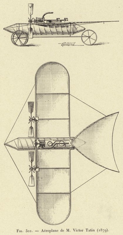 Airplane de M Victor Tatin (1879) (gravering) av French School