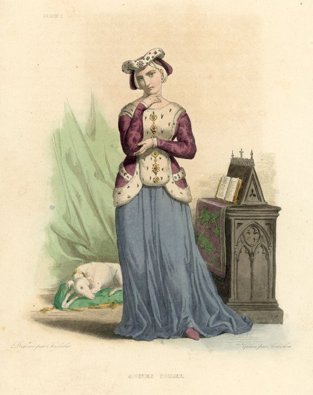 Agnes Sorel (farget gravering) av French School