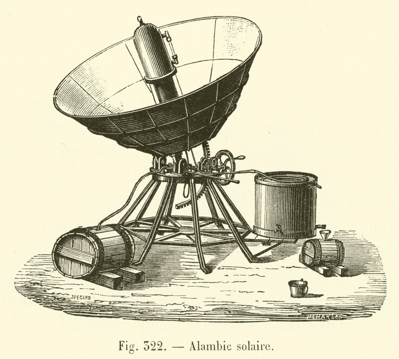 Solar still (gravering) av French School