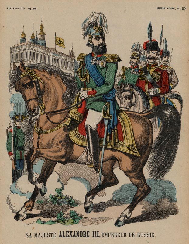 Alexander III, tsar av Russland (farget gravering) av French School