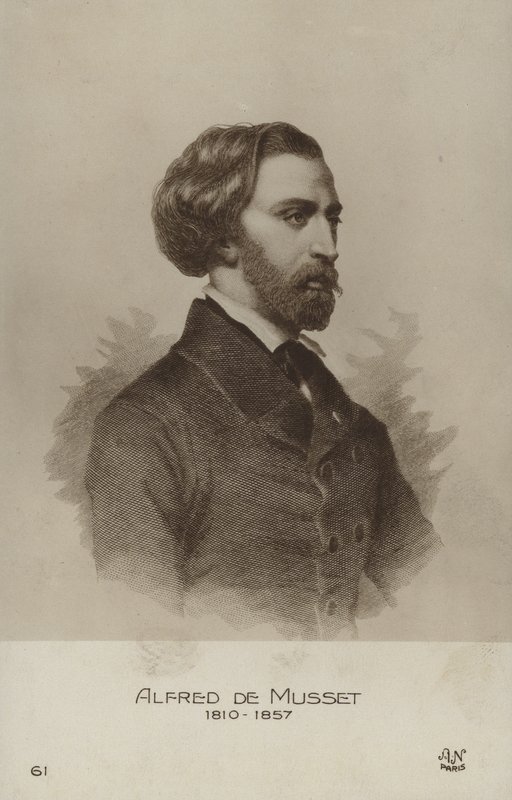 Alfred de Musset , fransk dramatiker, romanforfatter og poet (lito) av French School