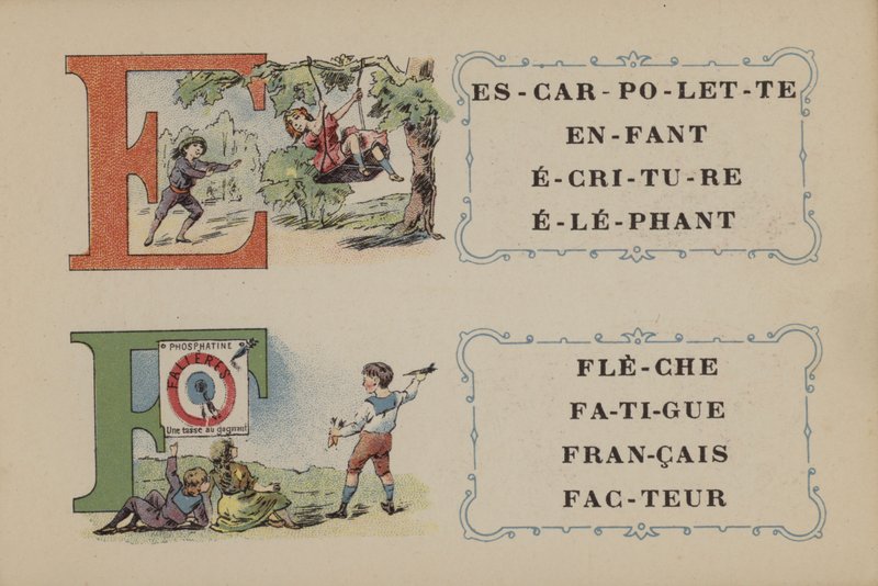 Falieres fosfatinalfabet (farge litho) av French School