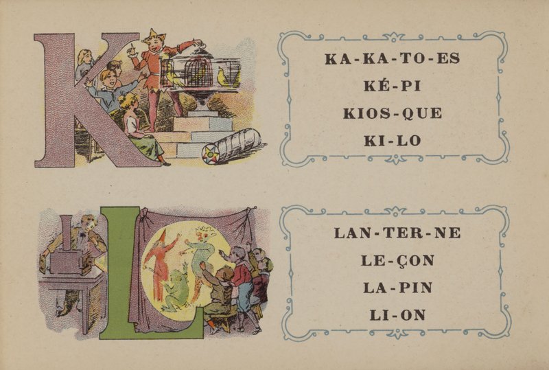 Falieres fosfatinalfabet (farge litho) av French School