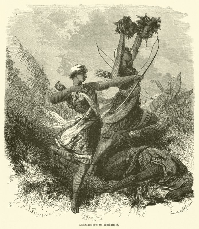 Amazons-bueskyttere slåss (gravering) av French School