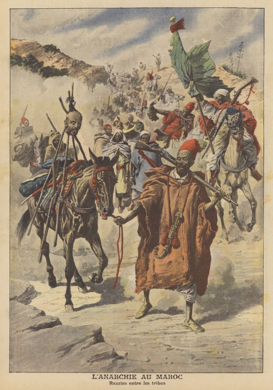 Anarki i Marokko (farge litho) av French School