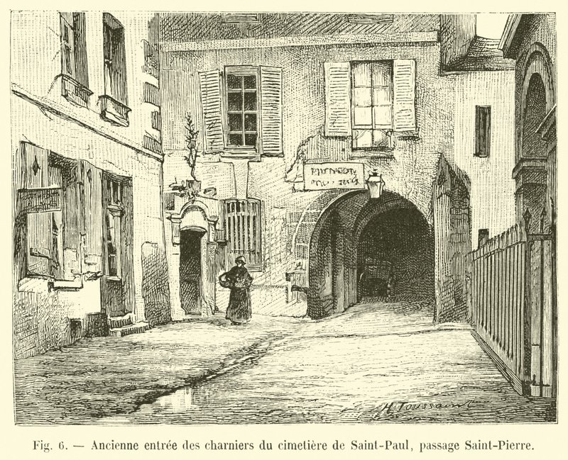 Tidligere inngang til massegravene på kirkegården til Saint-Paul, passasje Saint-Pierre av French School