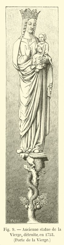 Gammel statue av jomfruen, ødelagt i 1753, Porte de la Vierge av French School