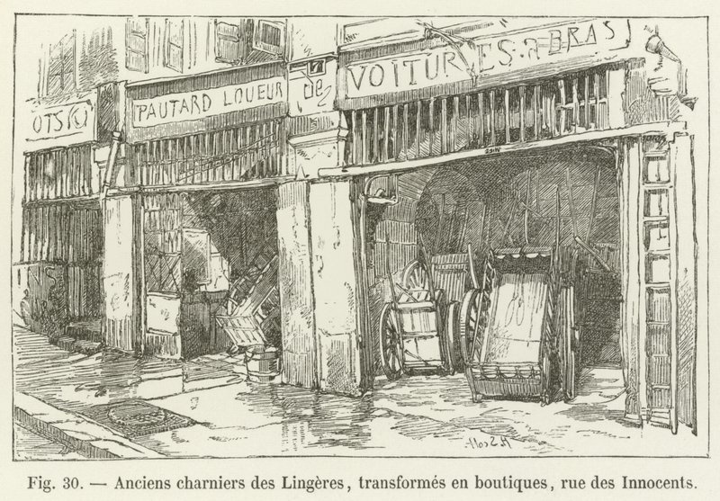 Tidligere Lingeres massegrav, omgjort til butikker, rue des Innocents av French School