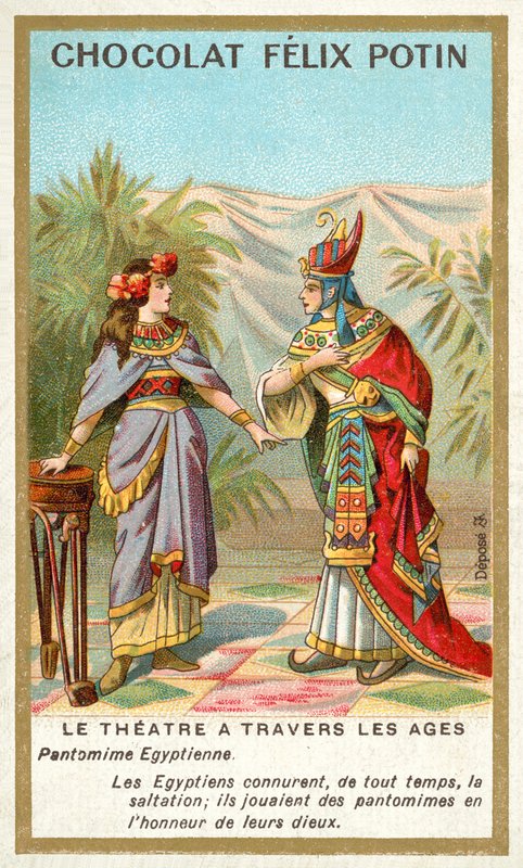 Gammel egyptisk pantomime (chromolitho) av French School