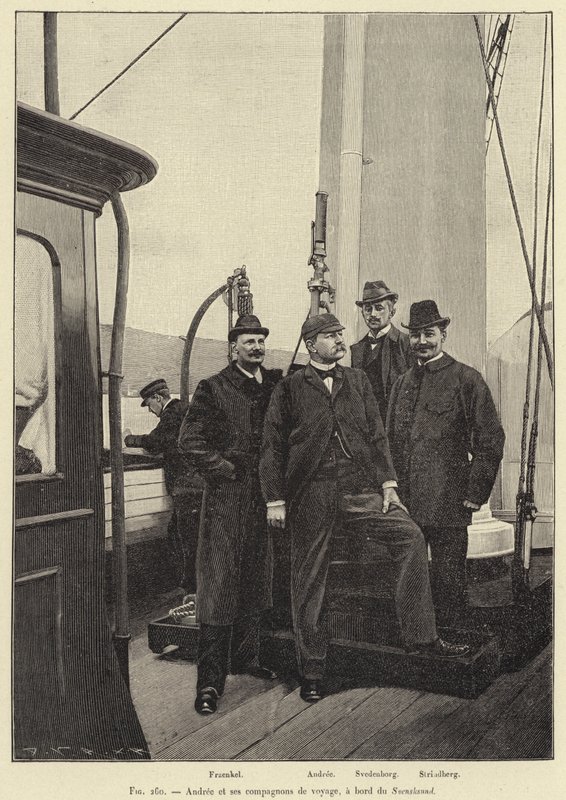 Andree og hennes reisefølge, ombord på Svensksund (gravering) av French School
