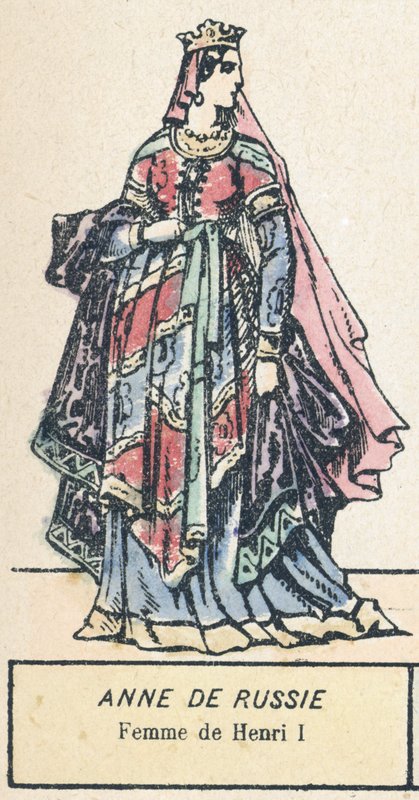 Anne av Russland, kone til Henry I (farget gravering) av French School