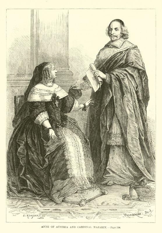 Anne av Østerrike og kardinal Mazarin av French School