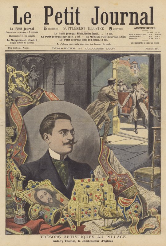 Antony Thomas, fransk innbruddstyv i kirker (farge litho) av French School