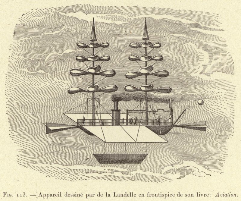 Fly designet av de la Landelle på forsiden av boken hans: Aviation (gravering) av French School