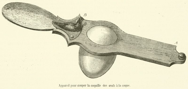 Apparat for å kutte skallet av kokte egg (gravering) av French School