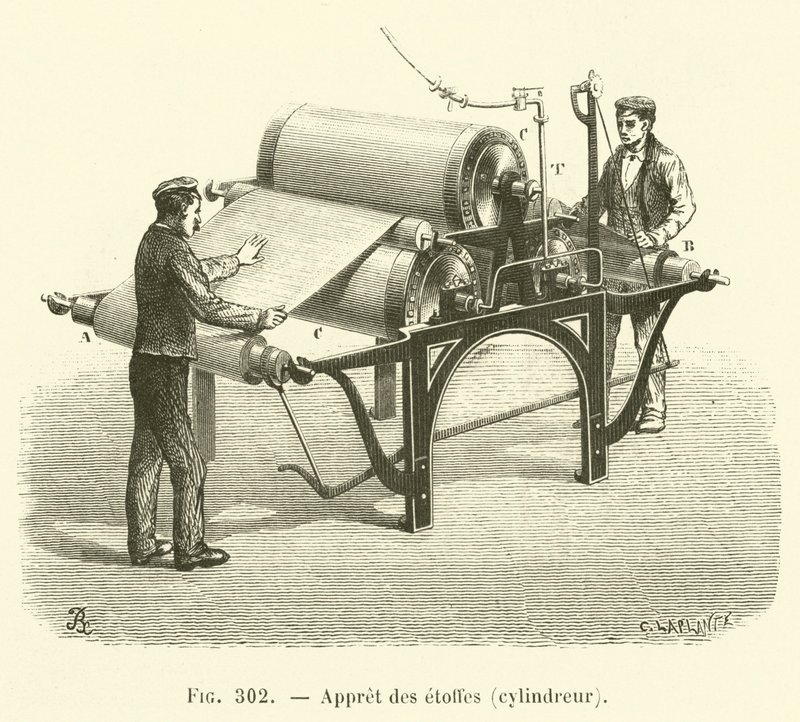 Etterbehandling av stoffer, sylinder (gravering) av French School