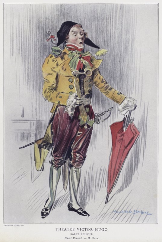 Armand Bour i tittelrollen i Cadet Roussel, 1903 av French School