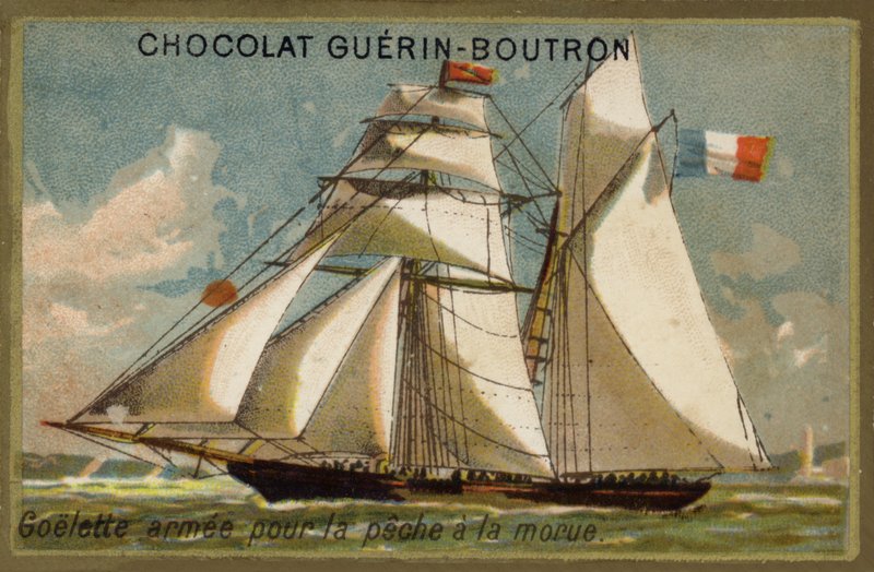 Bevæpnet torskeskuter (chromolitho) av French School