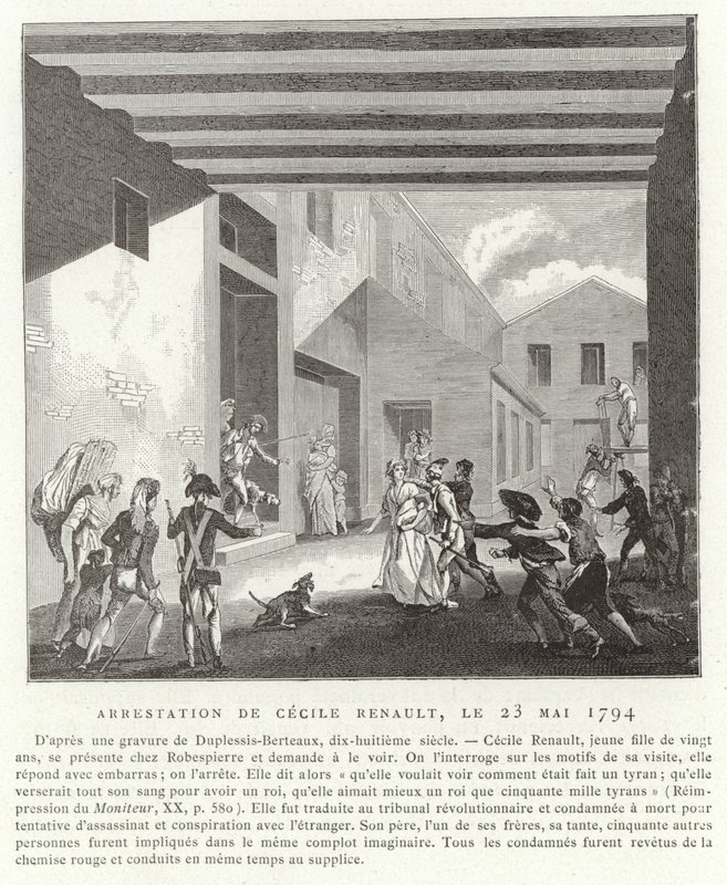 Arrestasjon av Cecile Renault, Paris, 23. mai 1794 av French School